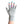 Load image into Gallery viewer, Grey Fingerless Gloves with a Pink colored bird on the middle finger; Nail color Blue
