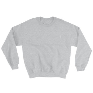 Comfy AF Grey sweatshirt with two grey embroidered birds on the top right corner of the sweatshirt.
