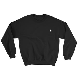 Comfy AF Black sweatshirt with two grey embroidered birds on the top right corner of the sweatshirt. 